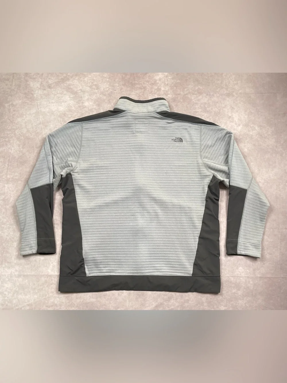 The North Face Ampere Grid Jacket Mens 2XL Gray Black Waffle Knit Fleece